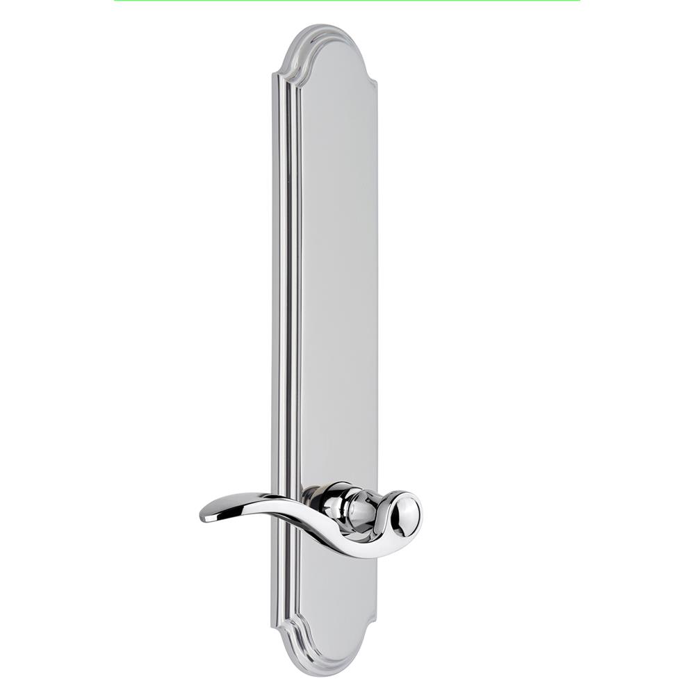 Grandeur by Nostalgic Warehouse ARCBEL Arc Tall Plate Passage with Bellagio Lever in Bright Chrome